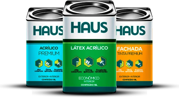 Linha de tintas HAUS — Acrílico Premium, Látex Acrílico e Fachada